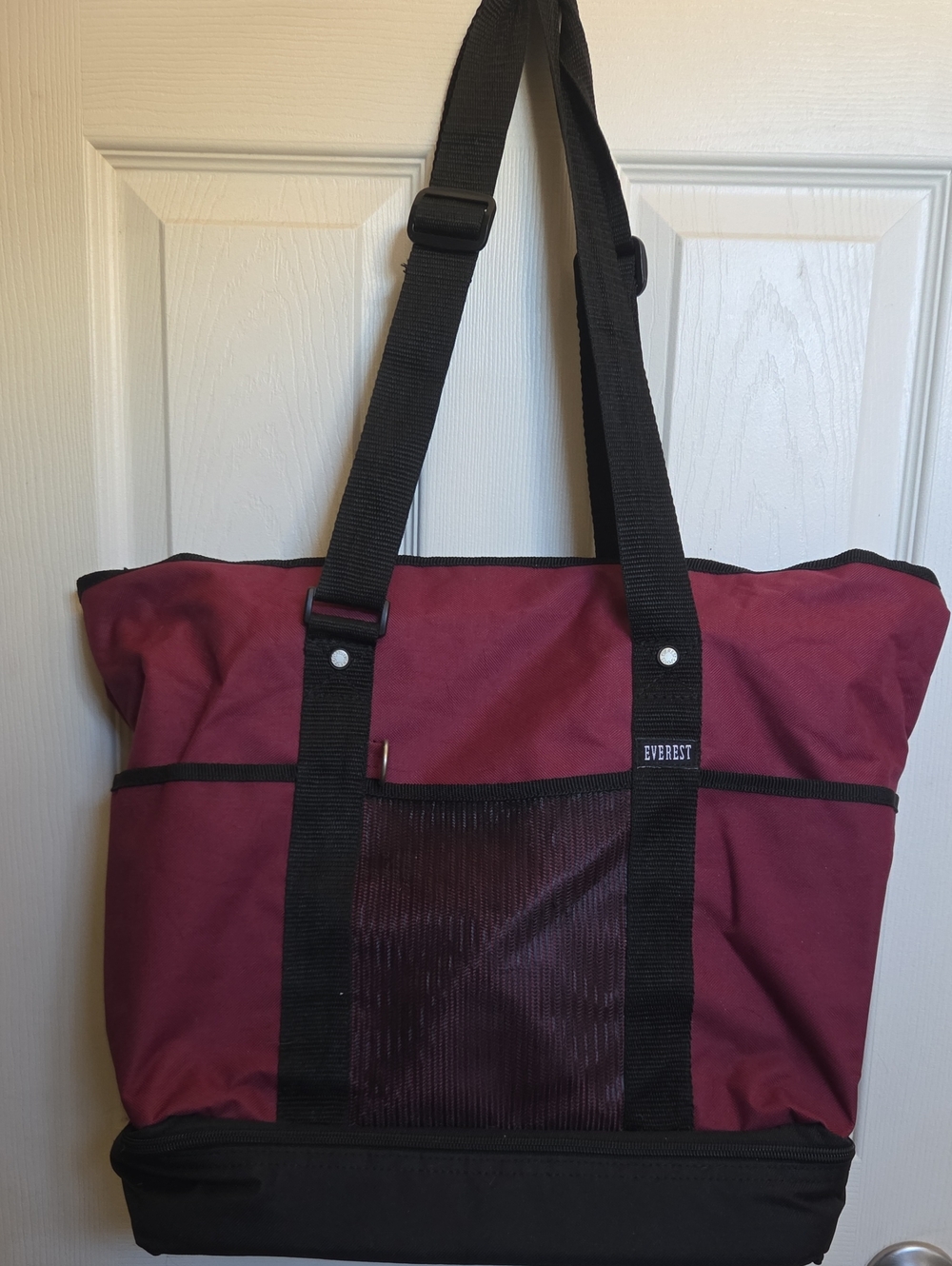 Women's Maroon Tote Bag with Bottom Compartment
